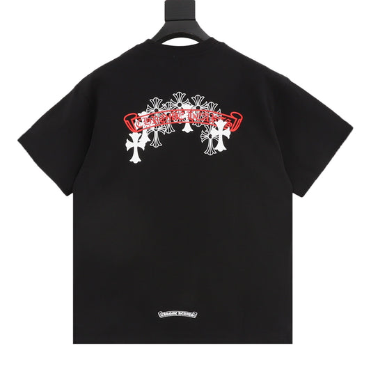 Chrome Hearts Scroll Black-and-White Cross T-Shirt product detail 2