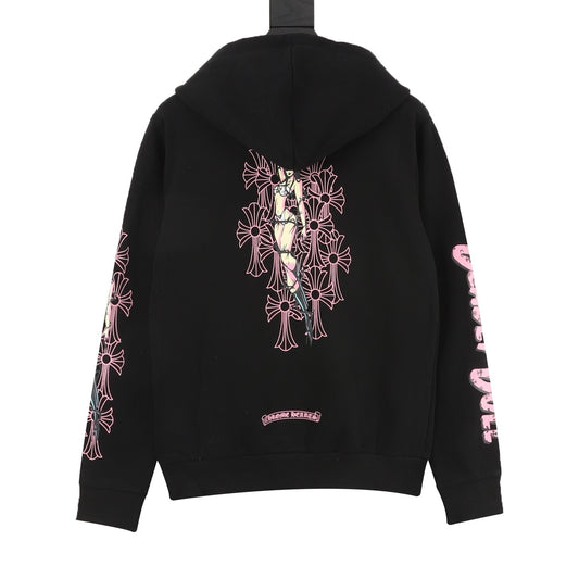 Chrome Hearts Pink Scroll Print Zip Jacket product detail 2
