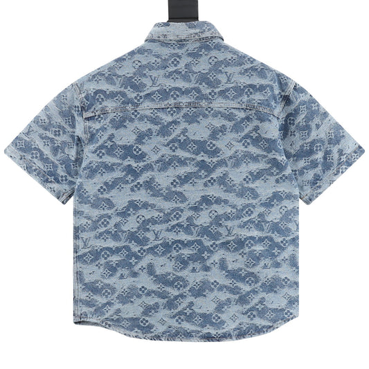 Louis Vuitton Cloud Monogram Denim Short-Sleeve Shirt product detail 2