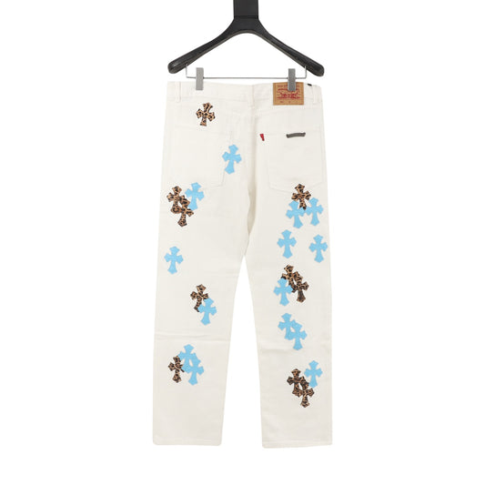Chrome Hearts Cross Patch Embroidered Washed Jeans product detail 2