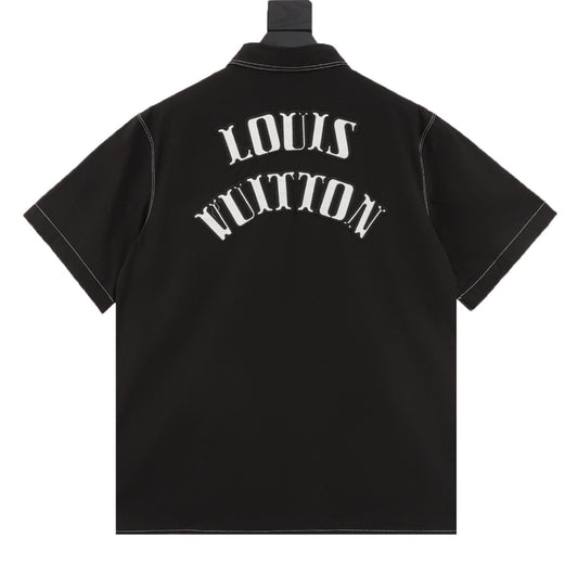 Louis Vuitton Dice-Letter Embroidered Short-Sleeve Shirt - White product detail 2
