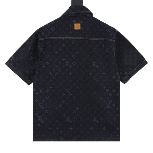 Louis Vuitton Monogram Denim Short-Sleeve Shirt - Dark Blue product detail 2