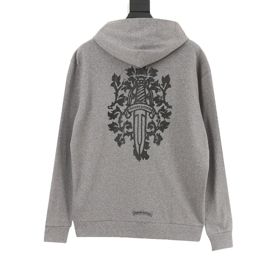Chrome Hearts Vine Dagger Back Print Hoodie - Grey product detail 2