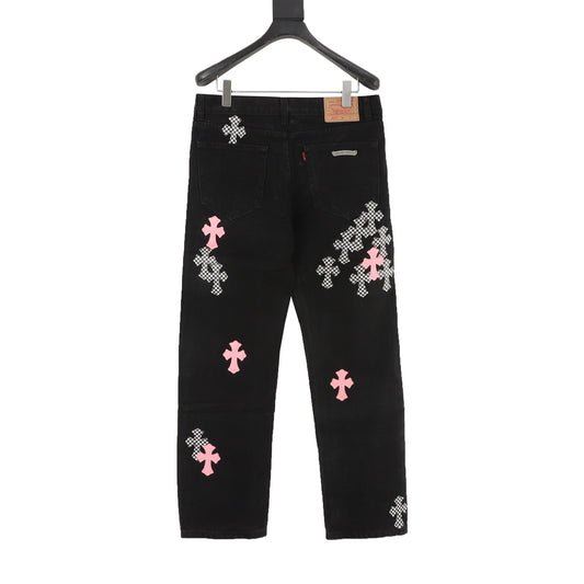Chrome Hearts Cross Patch Embroidered Washed Jeans product detail 2