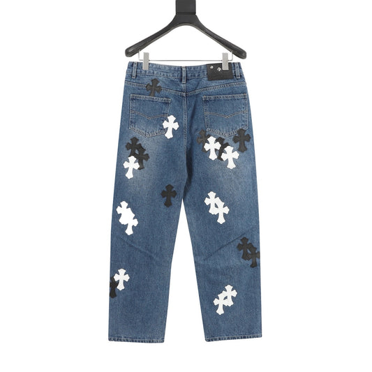 Chrome Hearts Cross Patch Embroidered Washed Jeans product detail 2