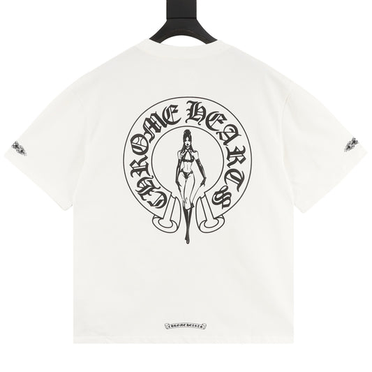 Chrome Hearts Woman and Horseshoe Print T-Shirt product detail 2