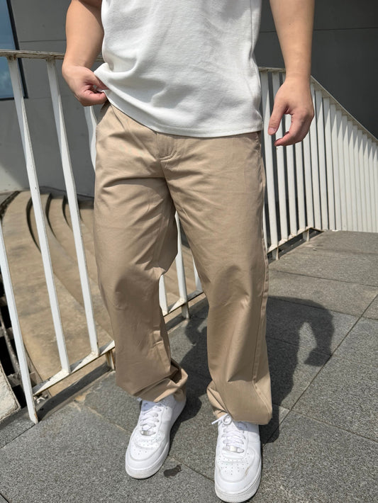 Louis Vuitton Leather-Pocket Silk-Cotton Crepe Trousers - Beige product image 2