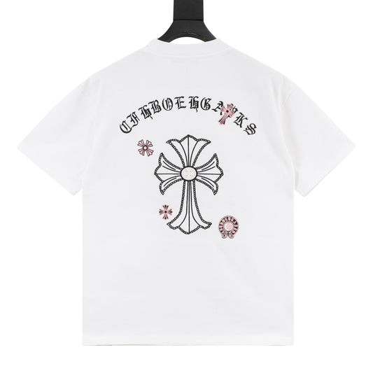 Chrome Hearts Gothic Script Cross Embroidered T-Shirt product detail 2