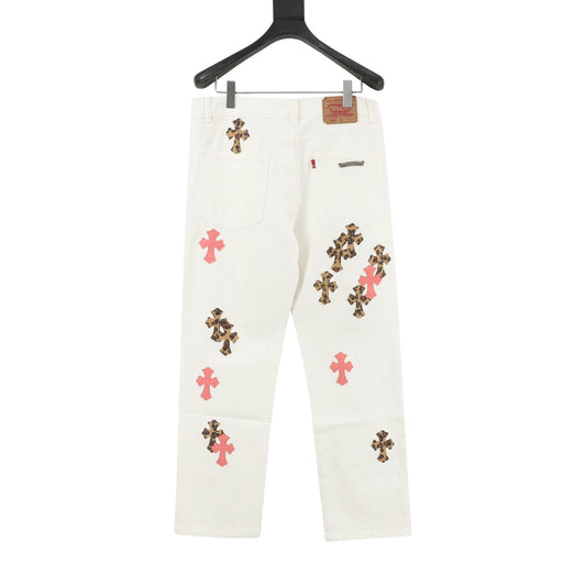 Chrome Hearts Cross Patch Embroidered Washed Jeans product detail 2