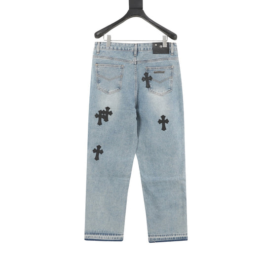 Chrome Hearts Cross Patch Embroidered Washed Jeans product detail 2