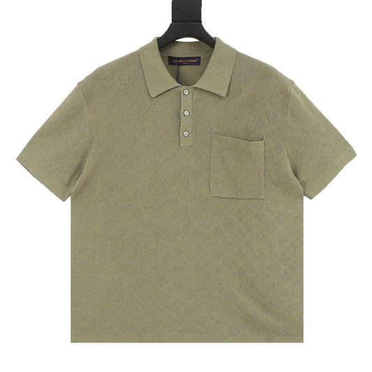 Louis Vuitton All-Over Mesh Short-Sleeve Polo - White back view