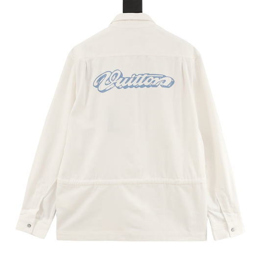 Louis Vuitton Leather-Patch Printed Shirt Jacket - Ivory product detail 2