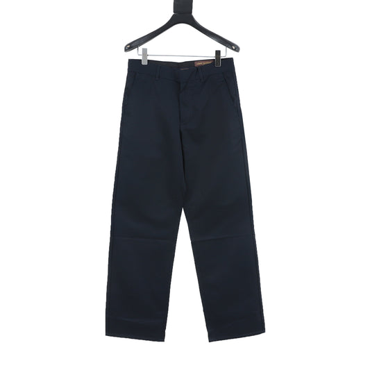 Louis Vuitton Leather-Pocket Silk-Cotton Crepe Trousers - Black front view