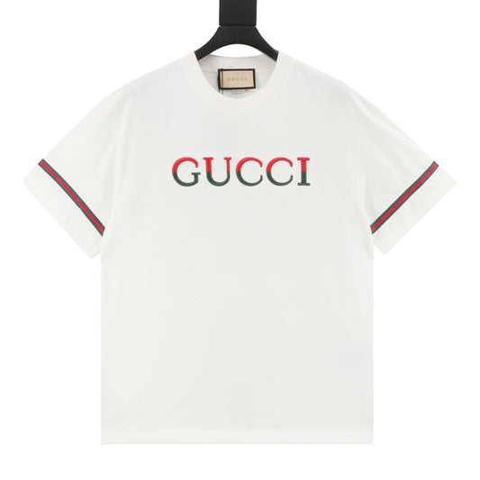 Gucci Web-Stripe Raised Embroidered T-Shirt front view