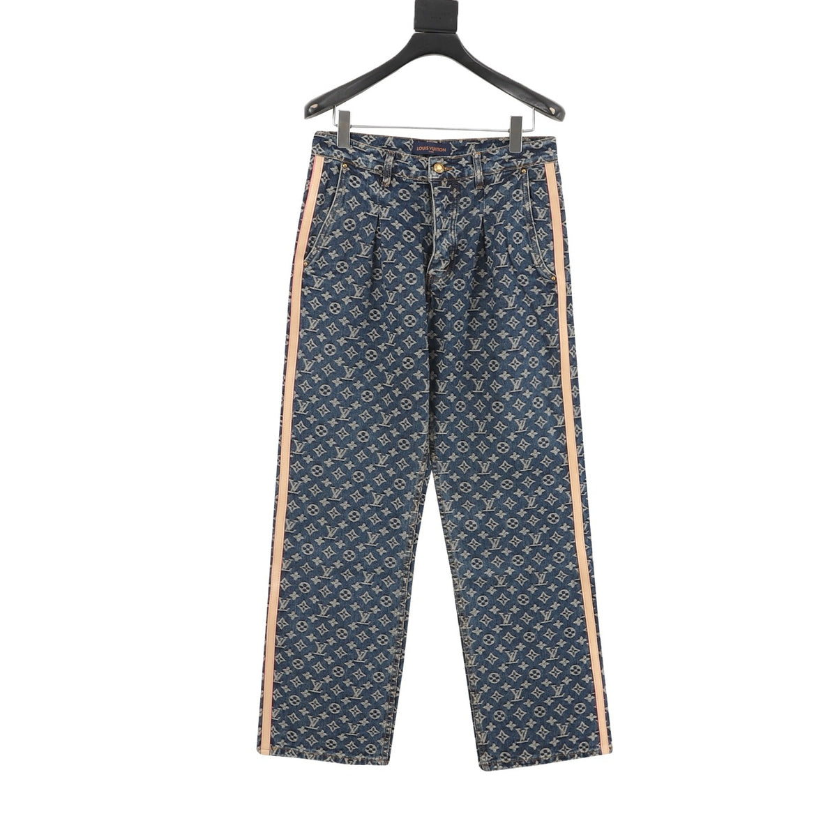 Louis Vuitton Monogram Side-Trim Washed Jeans front view