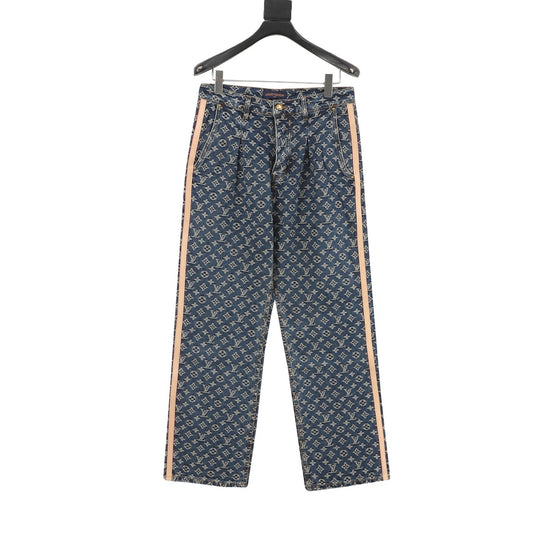 Louis Vuitton Monogram Side-Trim Washed Jeans front view
