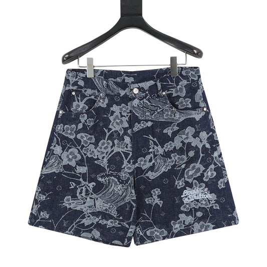 Louis Vuitton Floral Denim Shorts front view