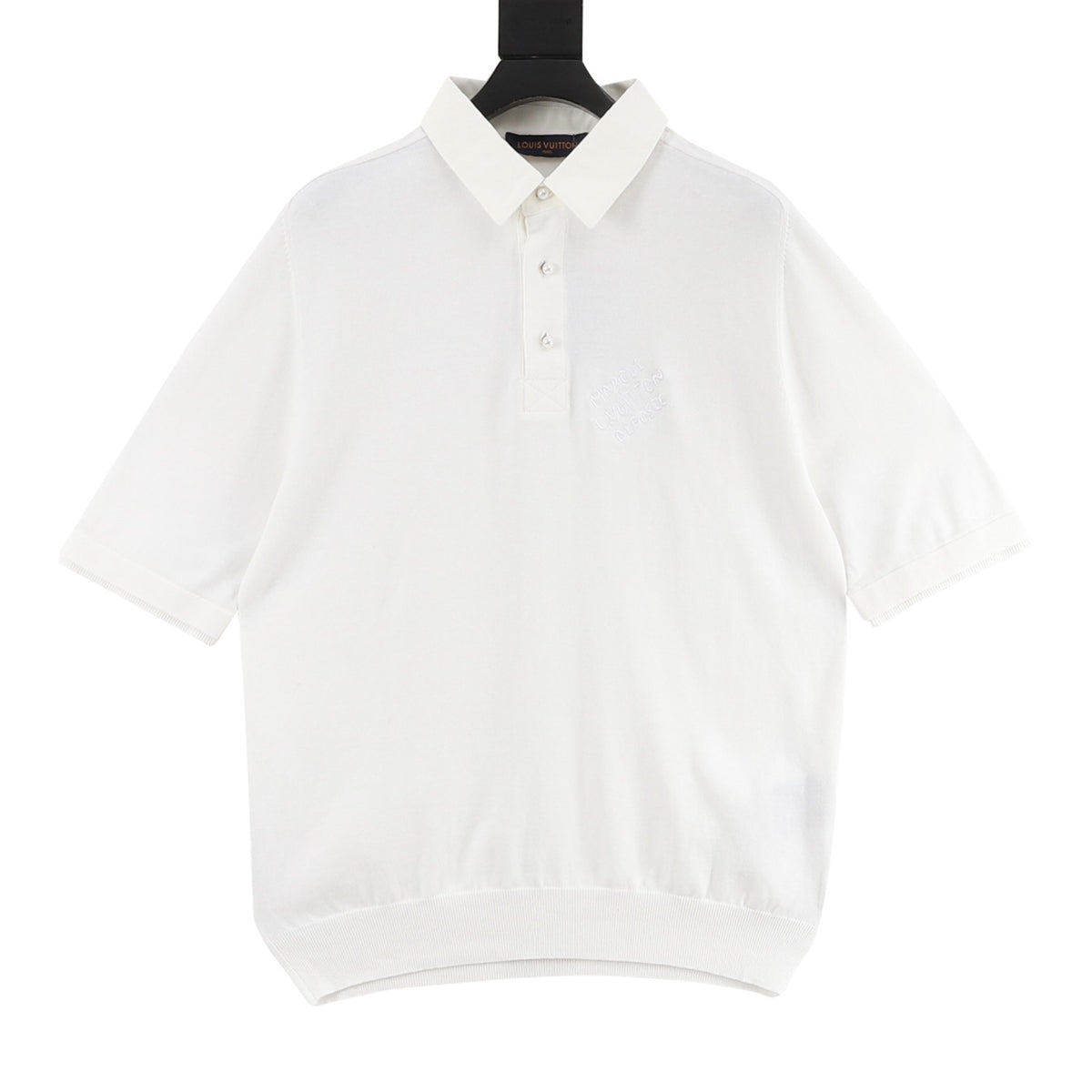 Louis Vuitton Contrast-Collar Short-Sleeve Polo - Black front view