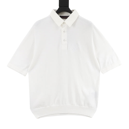 Louis Vuitton Contrast-Collar Short-Sleeve Polo - Black front view