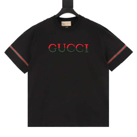 Gucci Web-Stripe Raised Embroidered T-Shirt front view