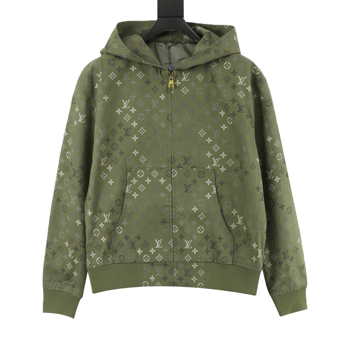 Louis Vuitton Monogram Beaded Hooded Jacket - Black front view