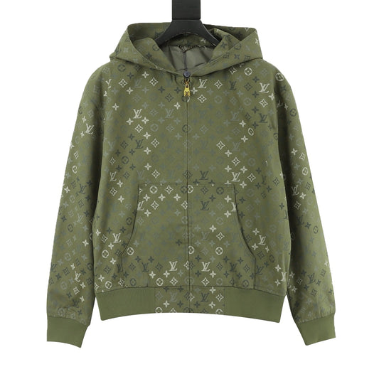 Louis Vuitton Monogram Beaded Hooded Jacket - Black front view