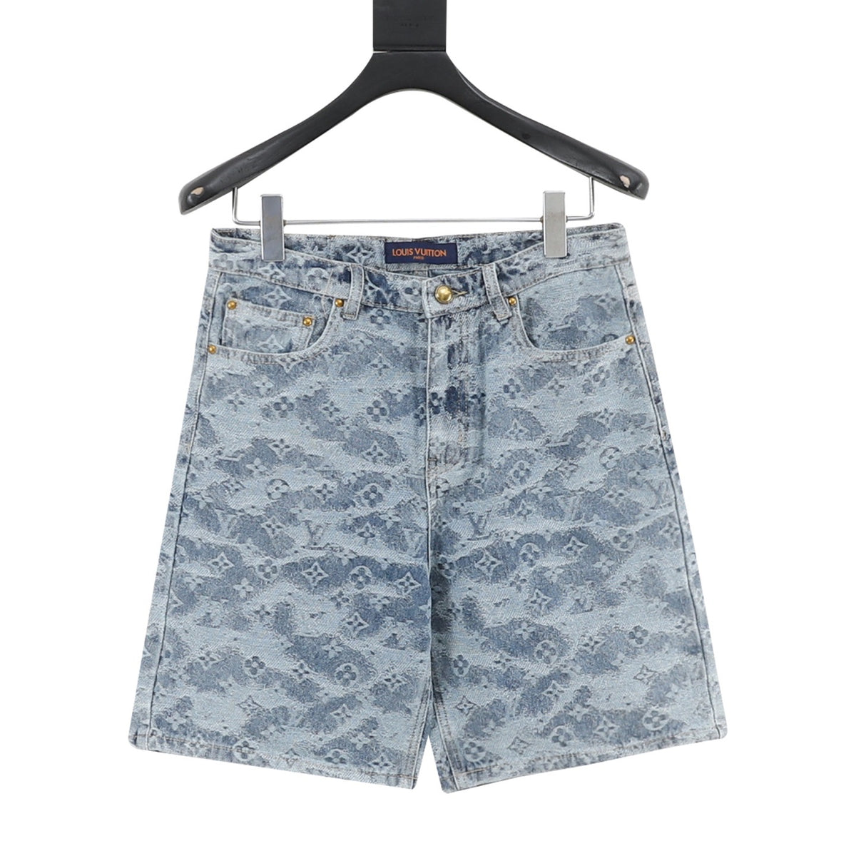 Louis Vuitton Cloud Monogram Denim Shorts front view