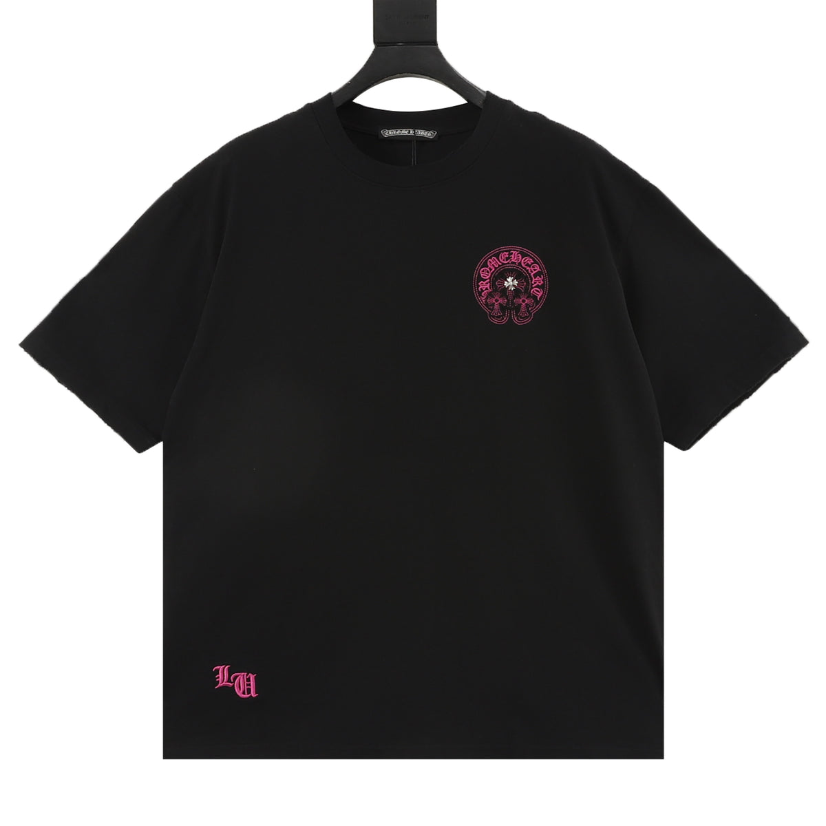 Chrome Hearts Horseshoe Cross Patch Distressed T-Shirt front view