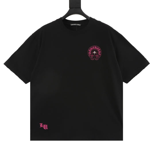 Chrome Hearts Horseshoe Cross Patch Distressed T-Shirt front view