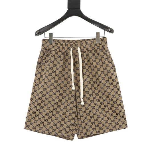 Gucci All-Over Monogram Denim Shorts front view