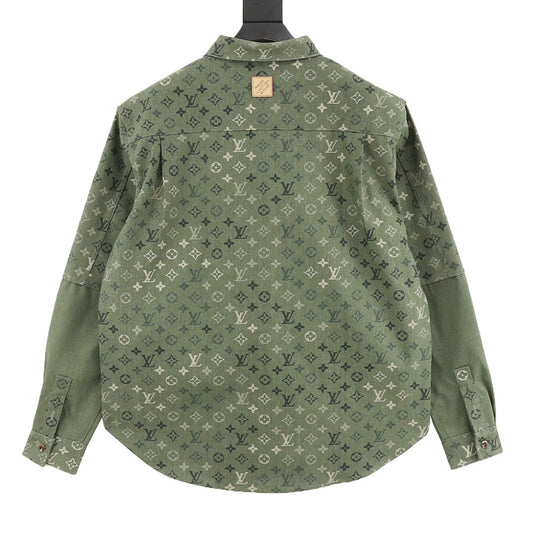 Louis Vuitton All-Over Utility Shirt Jacket - Green back view