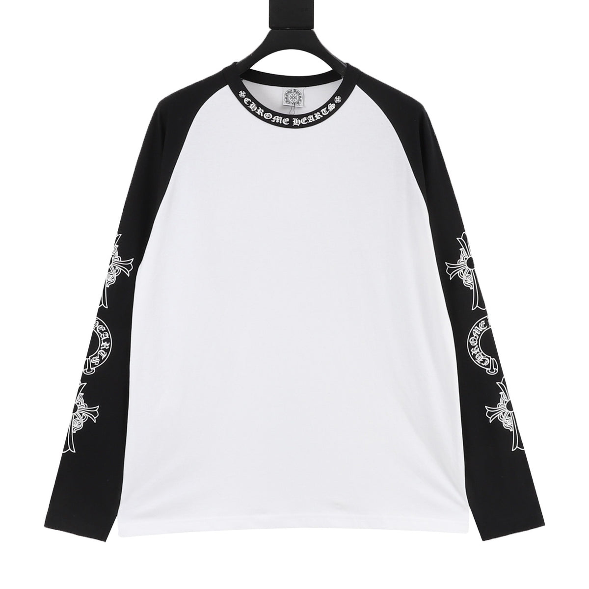 Chrome Hearts Gothic Script Collar Contrast Long-Sleeve Top front view
