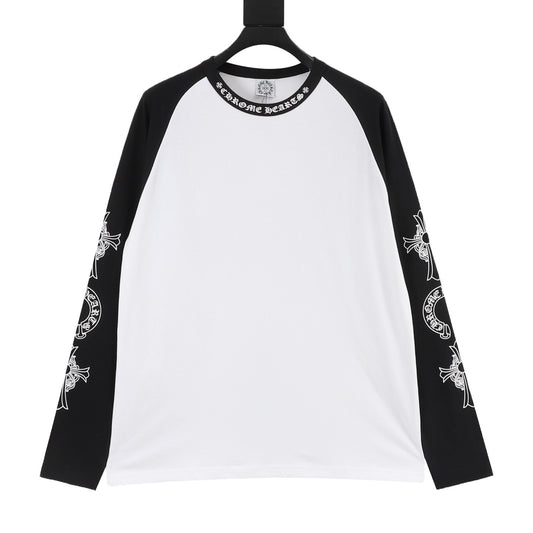 Chrome Hearts Gothic Script Collar Contrast Long-Sleeve Top front view