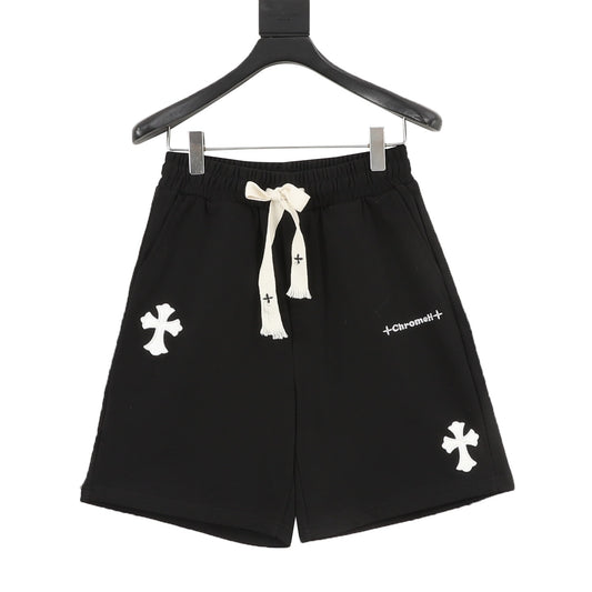 Chrome Hearts Washed Raised Patch Embroidered Shorts front view