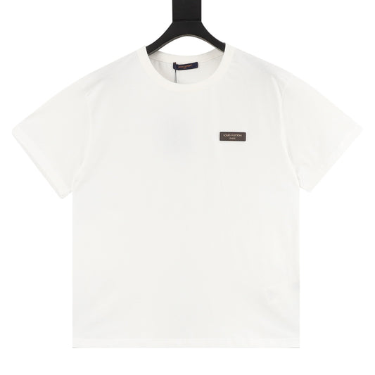 Louis Vuitton Leather-Patch T-Shirt - Black front view
