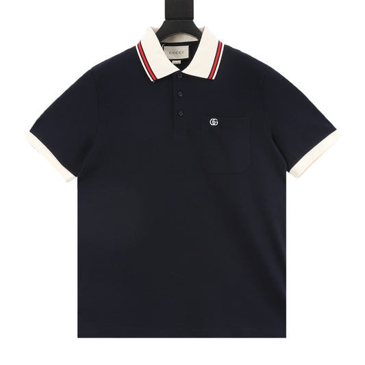 Gucci Double G Pocket Embroidered Polo Shirt front view