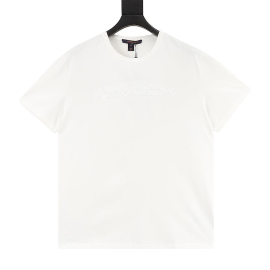 Louis Vuitton Logo Embroidered T-Shirt - White front view