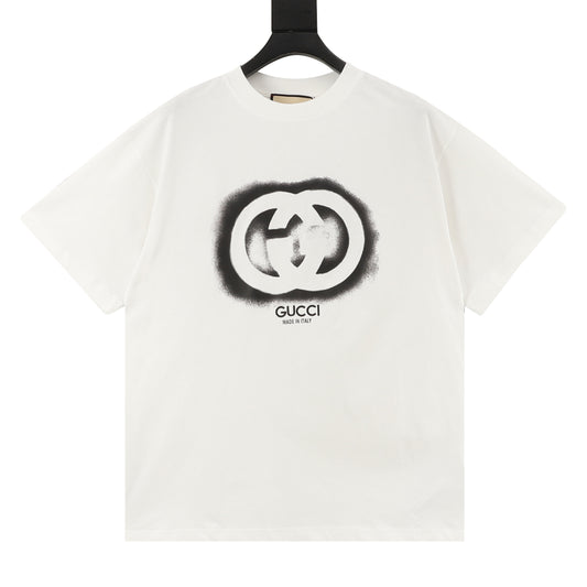 Gucci Double G Letter Logo Print T-Shirt front view
