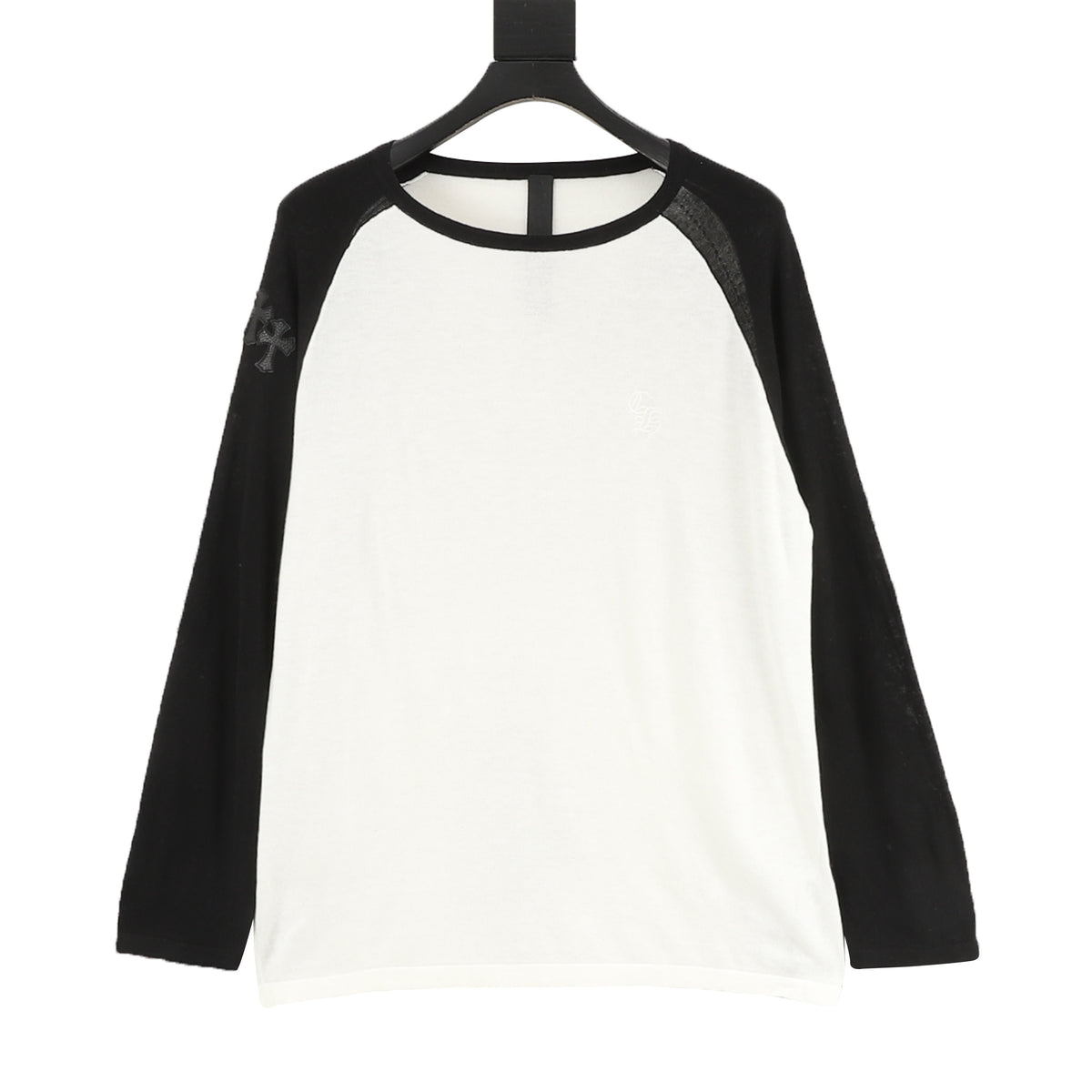 Chrome Hearts Leather Cross Contrast Knit Long-Sleeve Top front view