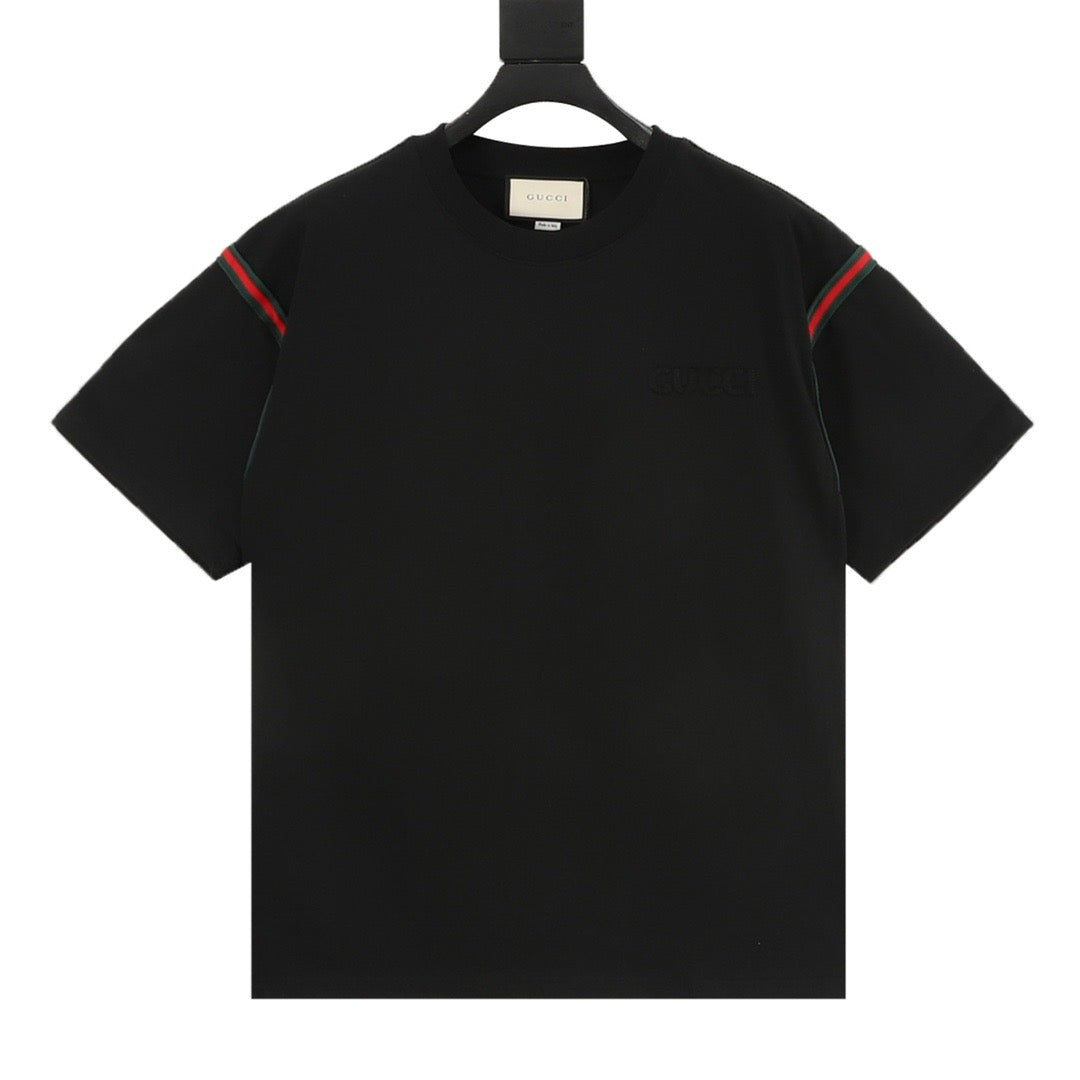 Gucci Web-Stripe Sleeve Embroidered T-Shirt front view