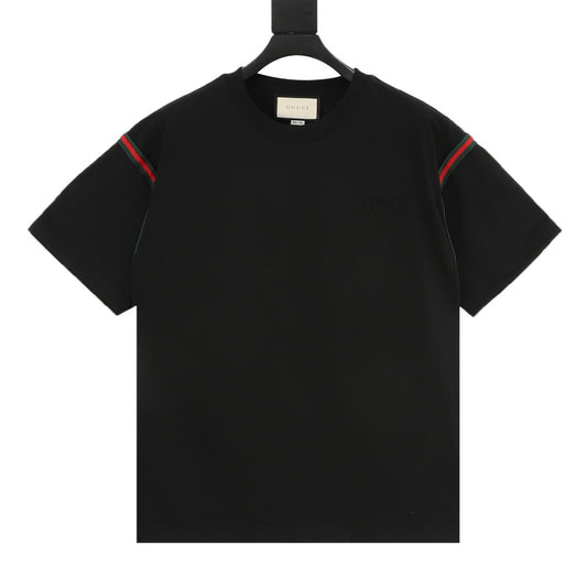 Gucci Web-Stripe Sleeve Embroidered T-Shirt front view