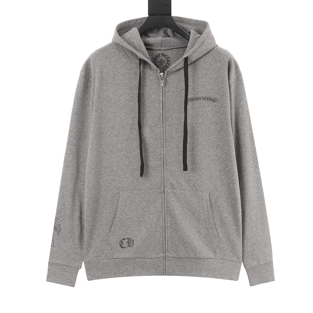 Chrome Hearts Cross Floral Print Hoodie - Grey front view