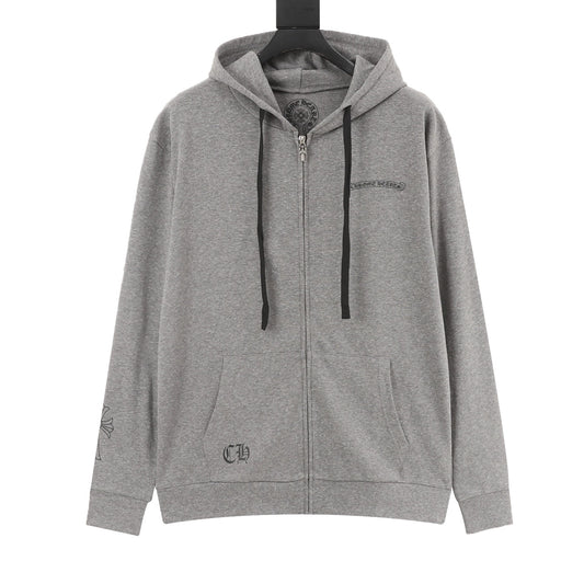 Chrome Hearts Cross Floral Print Hoodie - Grey front view