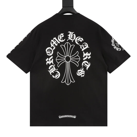 Chrome Hearts Gothic Script Cross Print T-Shirt front view