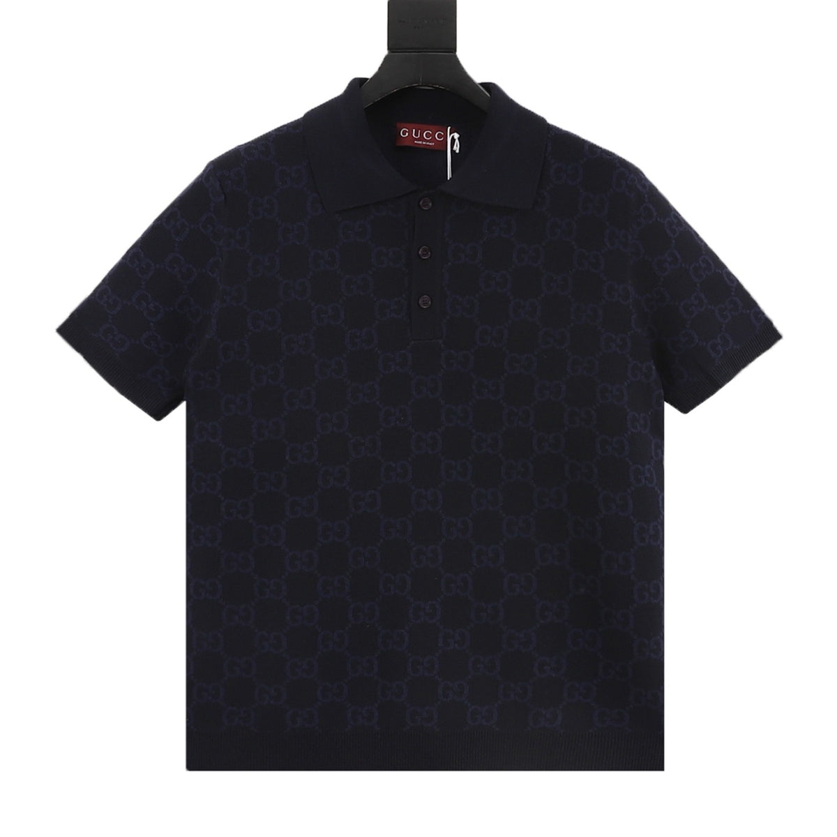 Gucci All-Over Jacquard Knit Polo Shirt front view