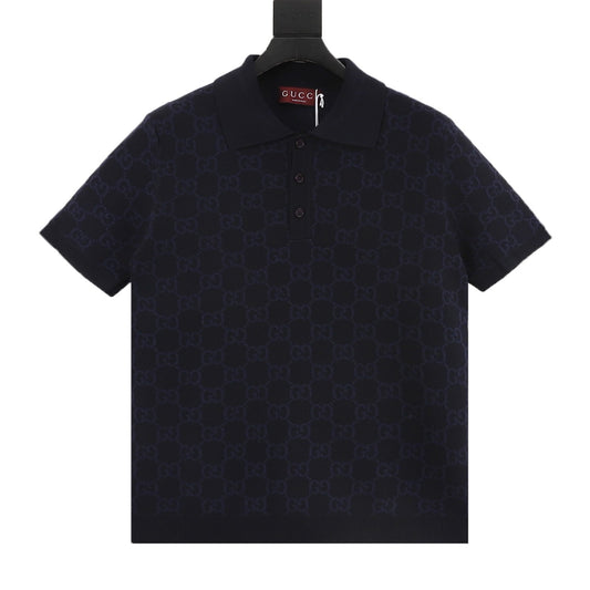 Gucci All-Over Jacquard Knit Polo Shirt front view
