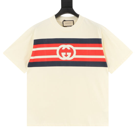 Gucci Interlocking G Stripe Print T-Shirt front view