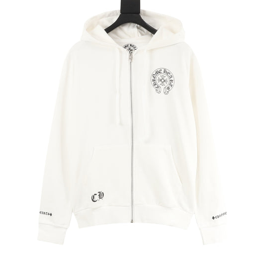 Chrome Hearts Gothic Script Sleeve Zip Jacket front view