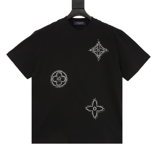 Louis Vuitton Three-Flower Grain Embroidered T-Shirt front view