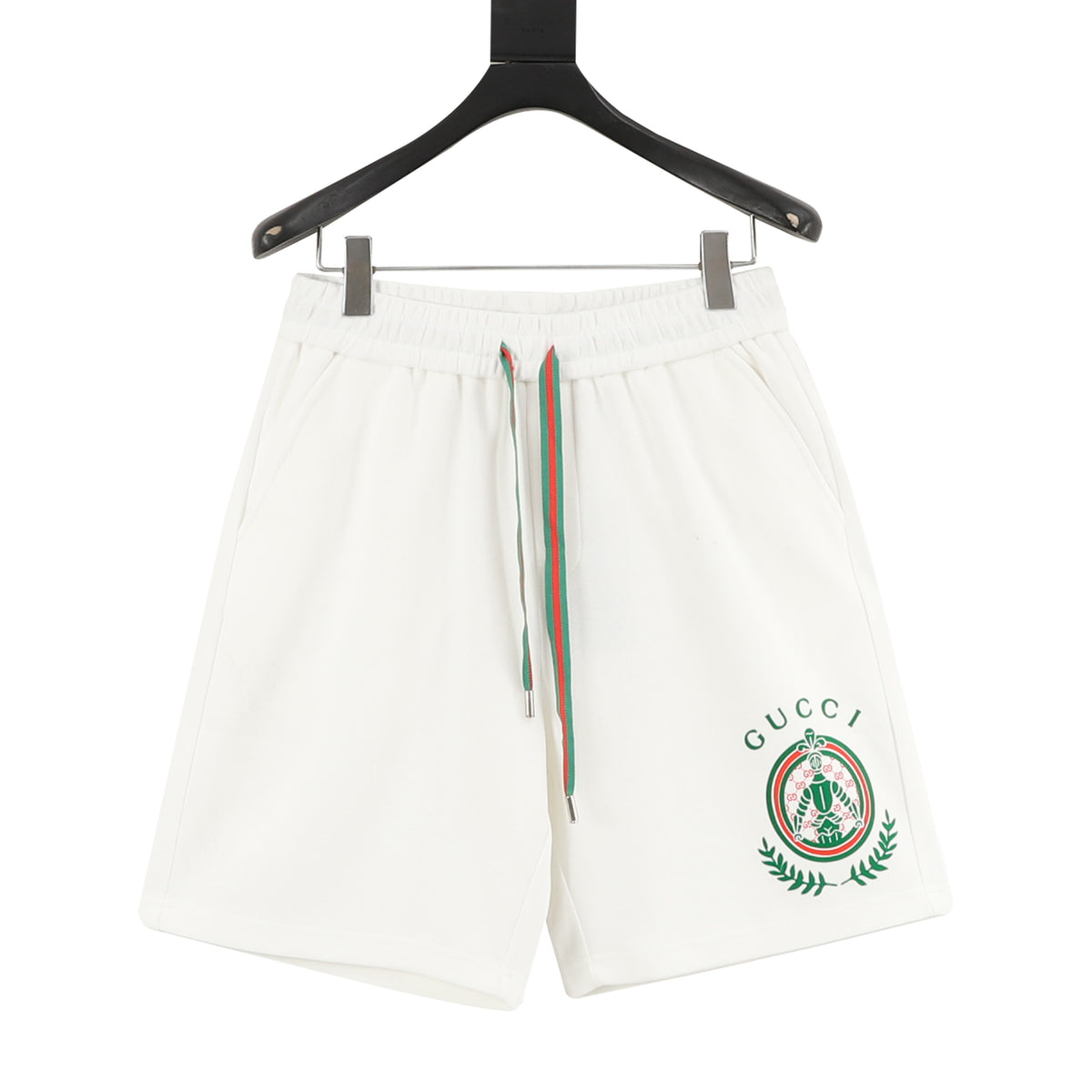 Gucci Wheat Knight Flocked Print Shorts front view